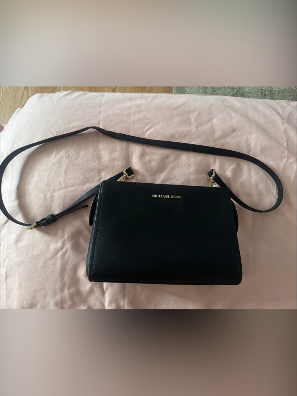 Michael Kors Black Leather Crossbody Satchel